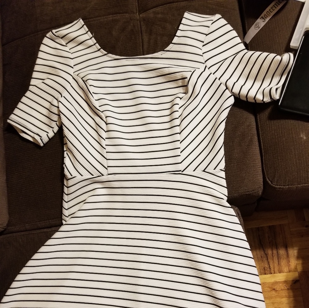 Black and white striped dress